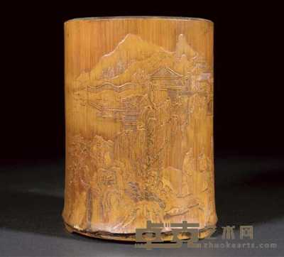 18th century A carved bamboo brushpot 